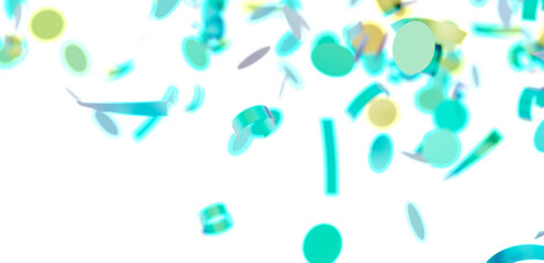 Colorful confetti falling on white background. Perfect for party invitations, celebrations, and festive designs.