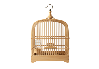Elegant Wooden Birdcage: Home Decor, Pet Accessory, Vintage Style isolated on transparent background