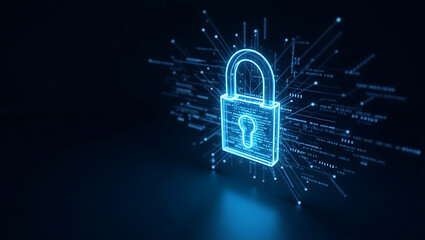 Futuristic Cyber Security Lock with Digital Data and Circuit Technology