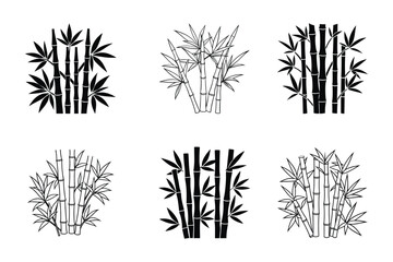 Bamboo Trees Set | Tropical Nature Botanical Illustration