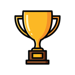 Golden trophy cup with brown base, signifying victory and achievement in a sports competition.