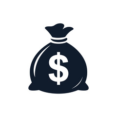 Money Bag Icon Simple, Flat Design, Financial Wealth, Business Success, Investment Growth, Economic Prosperity, Dollar Sign, Secure Savings, Corporate Finance, Wealth Management, Financial Security