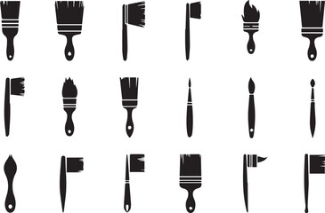 Paint brush silhouette set
