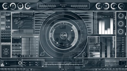 Animation of infographic data with hud processing on digital interface - Powered by Adobe