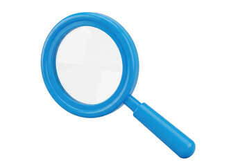 Blue magnifying glass isolated on transparent background