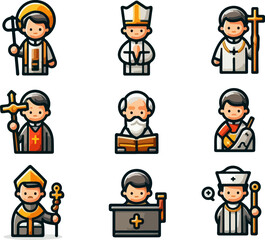 sketch vector illustration silhouette image design caricature icon logo symbol character of a pastor preaching about goodness bringing a message of peace in modern abstract style