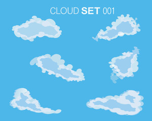 Collection of fluffy white clouds against a clear blue sky