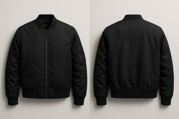 Classic Black Bomber Jacket Mockup Template for Fashion Brand Design