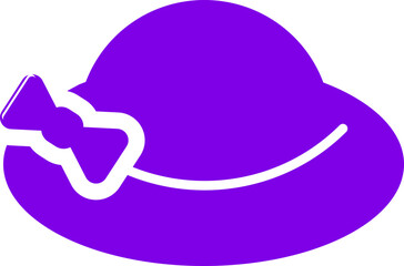 Isolated Pamela Hat Icon in Purple and White Color.