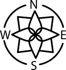 Compass Icon in Black Line Art.