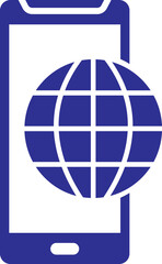 Global Smartphone Icon in Blue and White Color.
