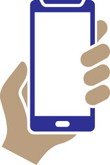 Hand Holding Smartphone Icon in Flat Style.