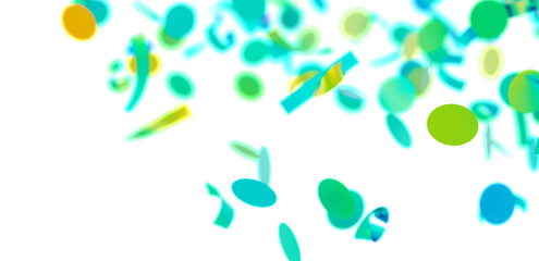 Vibrant confetti falling on white. Perfect for celebration, party, and festive designs.
