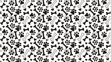 Dog paw print pattern background, seamless pet bone design for animal lovers and pet owners art
