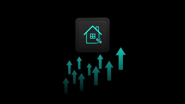 House percentage icon with arrows  rate increase concept. for analyzing mortgage loan home and insurance real property mortgage. interest rate, Investment planning, business real estate