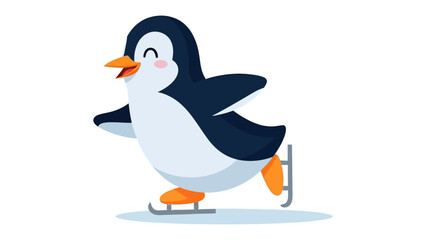 Penguin Ice Skating: A cheerful penguin, embodying grace and amusement, glides across a frozen expanse, showcasing its playful nature with an infectious grin.