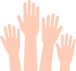 flat style hands up icon in peach color.