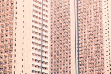 Fototapeta premium World overpopulation - high density condominium of Manila, Philippines. Retro filtered color style.