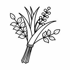 Nature & Herb Line Art Icons Aloe, Tulsi, Neem