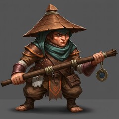 Obraz premium Grizzled Dwarf Wanderer Fantasy Character Illustration