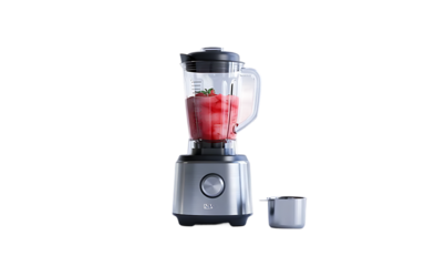 Modern sleek blender with fresh fruit ready for blending in a kitchen setting