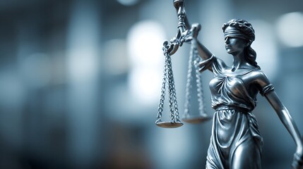 Lady Justice or Justitia statue with scales symbolizing law and fairness