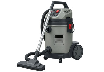 Isolated canister vacuum cleaner machine for dust cleaning in studio, appliances series