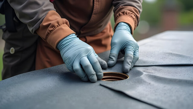 Specialist Applying Fiber-Reinforced Membrane Penetration