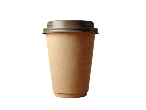 Brown disposable coffee cup with lid (1)