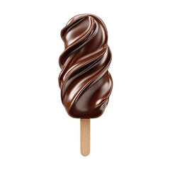 Obraz premium Chocolate ice cream bar with a swirled chocolate coating