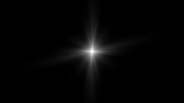 Shining Star Light Effect with Sparkle Glow Rays on Transparent Background &ndash; Bright Starburst or Lens Flare Animation for Space, Christmas, Magic, or Decorative Motion Graphic Projects