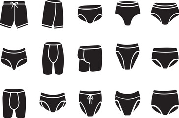 Swim suit men silhouette set