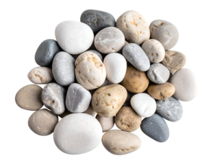 Cluster of pebbles isolated on transparent background