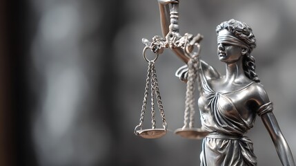 Lady Justice or Justitia statue with scales symbolizing law and fairness