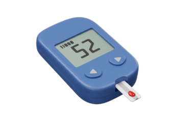Isolated Glucometer Shows Blood Sugar Reading for Diabetes Test on a Strip Inserted