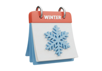 Isolated winter calendar page with snowflake for season reminder, date notification