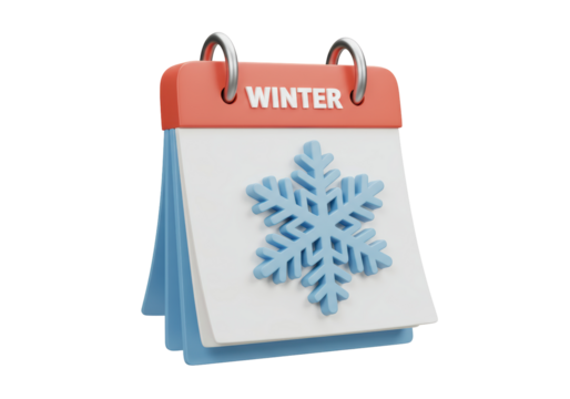 Isolated winter calendar page with snowflake for season reminder, date notification