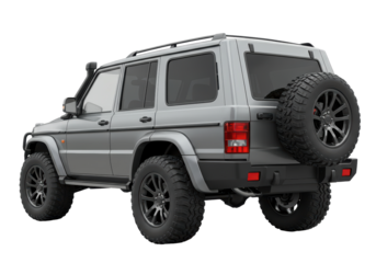 Isolated all terrain SUV vehicle model, rear view of the car, 4x4, offroad, transport object