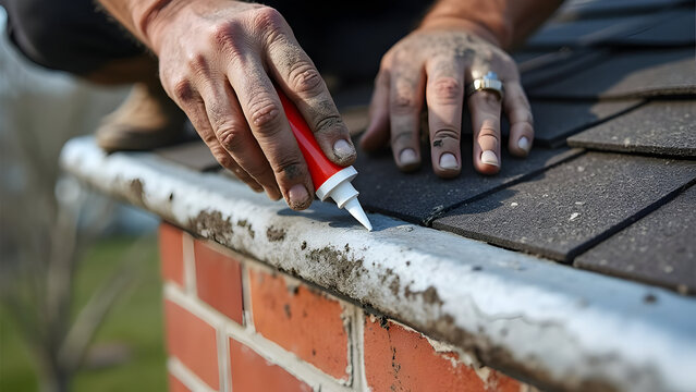 Veteran Hands Applying Urethane Sealant Perimeter
