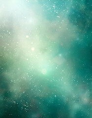 Obraz premium Abstract blurry emerald background with bokeh glowing and sparkles. A background for design of greeting cards invitations outdoor