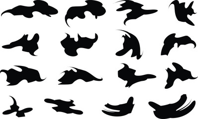 Abstract Dog Silhouettes – Rorschach-Inspired Black Shapes in Grid for Emotional & Artistic Use