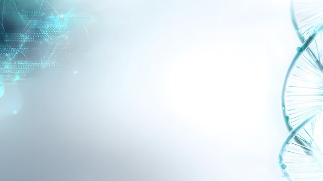 Futuristic DNA Helix with Digital Data Streams and Light Effects.