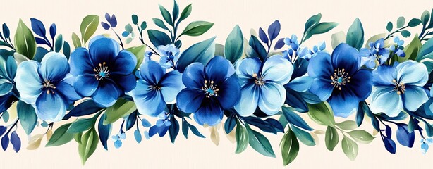 Obraz premium Gentle Blue Floral Watercolor Design for Decoration