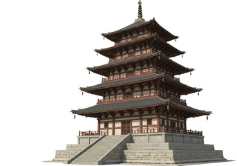 Isolated five story pagoda architecture, a cultural monument found in Japan, China or Korea