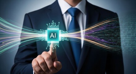 AI Integration A Businessman's Touch on Artificial Intelligence for Streamlined Business Strategy
