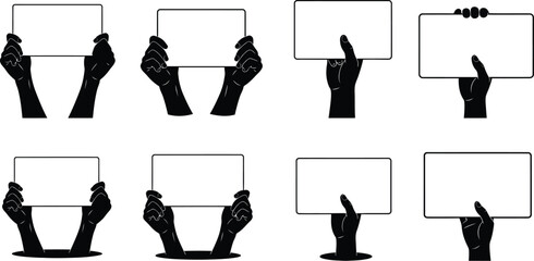 Hands holding blank sign vector illustration graphic design