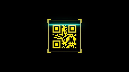 QR code animation. scan QR code motion.  QR code in a scanner with a laser beam. Digital Scanning the QR code 4k video. - Powered by Adobe
