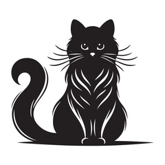 A graceful cat sitting in a minimalist silhouette style