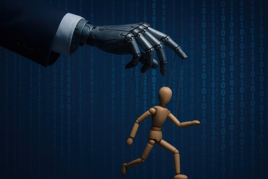 Digital Control: A stark visual commentary on the intersection of technology, human autonomy and control.