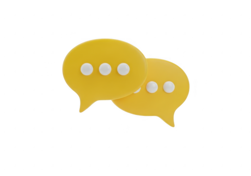 Two yellow chat bubbles isolated on transparent background